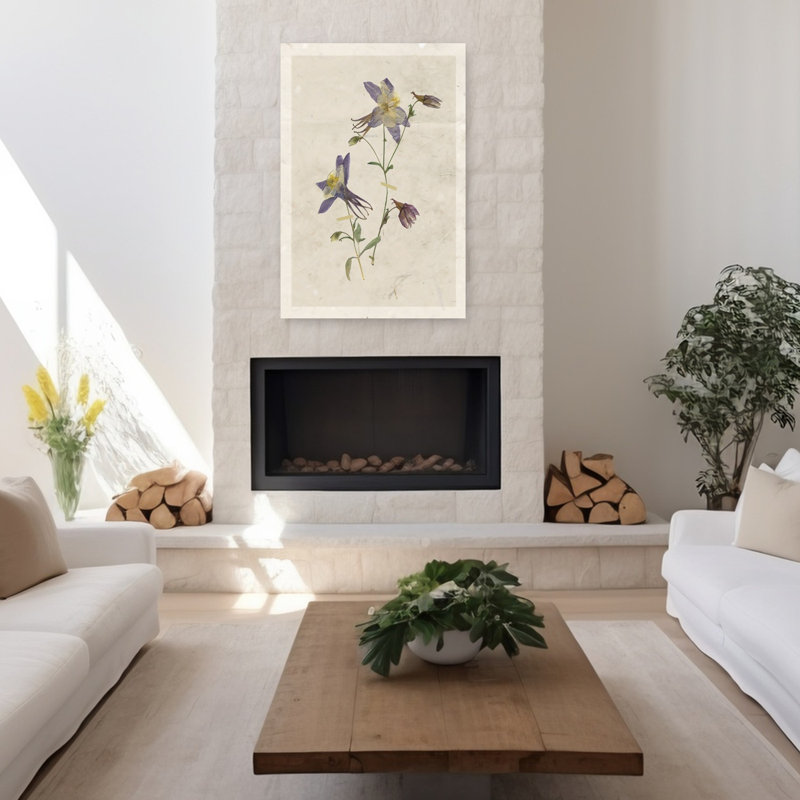 Art mural fleur pressé Columbine II, H 48 po x l 32 po