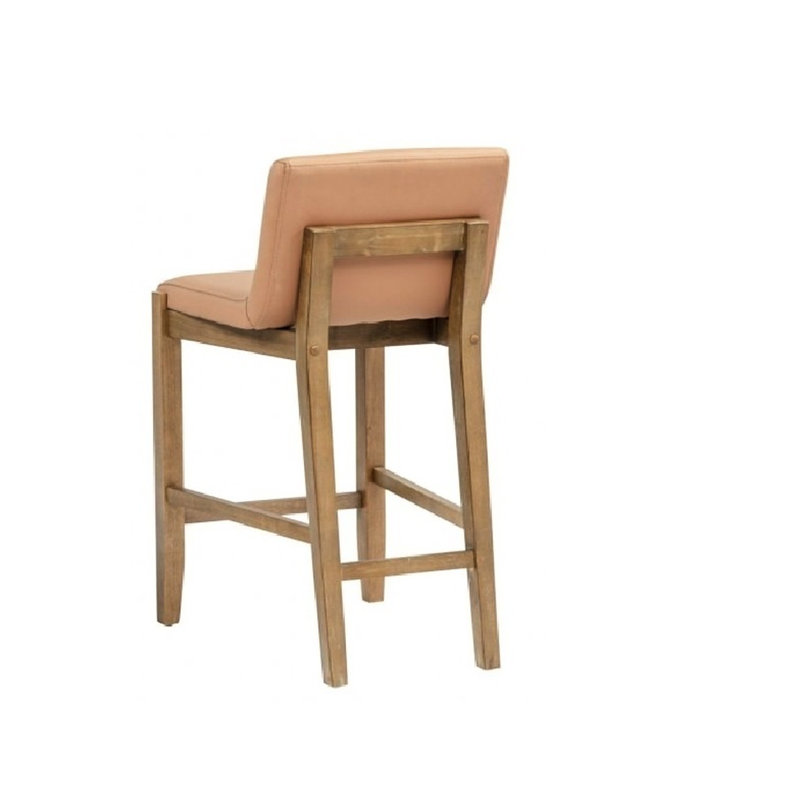 Tabouret de bar brun à hauteur de comptoir en bois massif de 2 chaises contemporaines classiques rondes pour la cuisine, offrant un soutien ferme et des caractéristiques naturelles uniques, assemblage simple requis