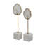 Ensemble de 2 statues décoratives, agate blanche et marbre, accent doré
