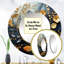 «Black and Gold Leaf Charm In Winter I - Leaves», miroir mural rond traditionnel, impression sur métal-99622331