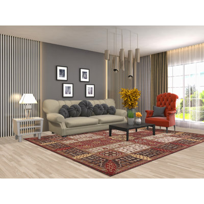 Tapis géométrique en laine fait à la main Agra 8 x 10