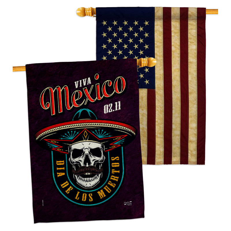 Drapeau de maison en polyester 40 x 28 po Viva Mexico