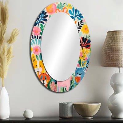 Miroir mural ovale sur métal