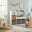 Bibliothèque pour enfants avec 3 tiroirs en tissu, rangement pour jouets, blanc / gris