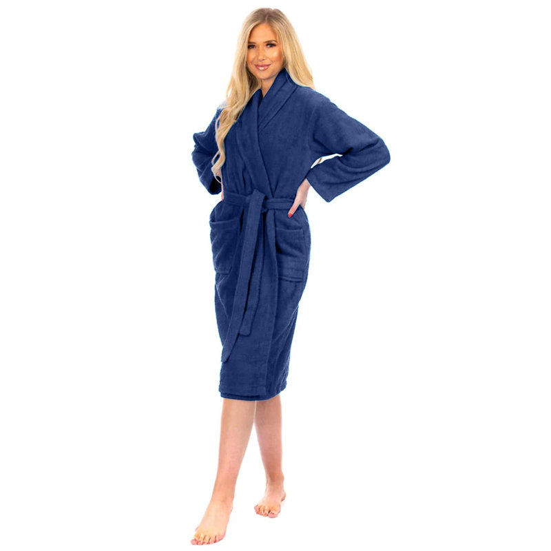 Peignoir en coton éponge Besmira, M, Bleu