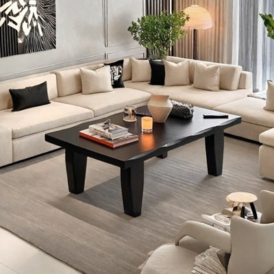 Solid wood tea table with minimalist design