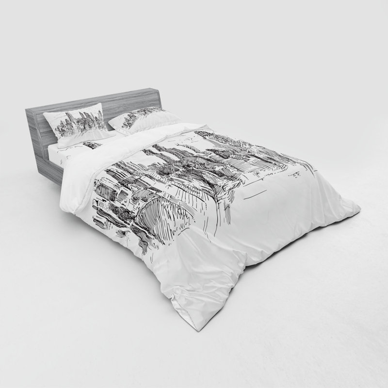 Modern & Contemporary Polyester Duvet Cover, Twin XL Duvet Cover + 2 Additional Pieces, Black/Gray