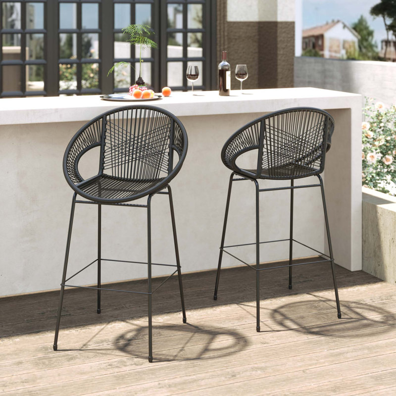 Ensemble de tabourets de bar en osier durable avec confort ergonomique