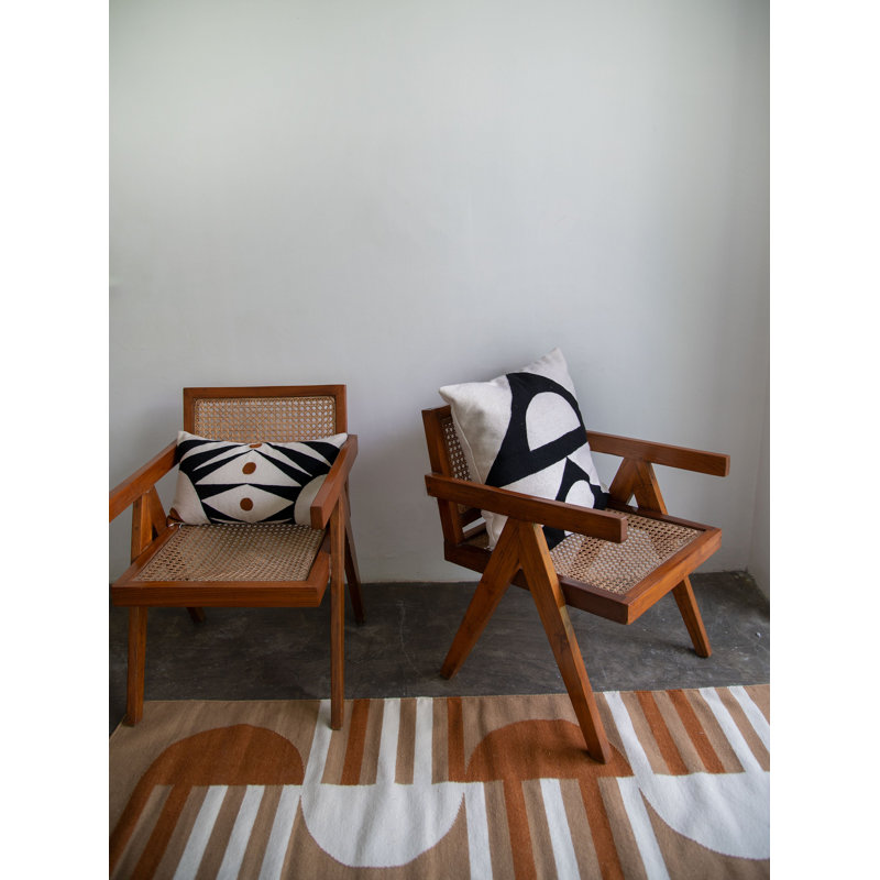 Zaza Wool Square Pillow Cover, Black/White