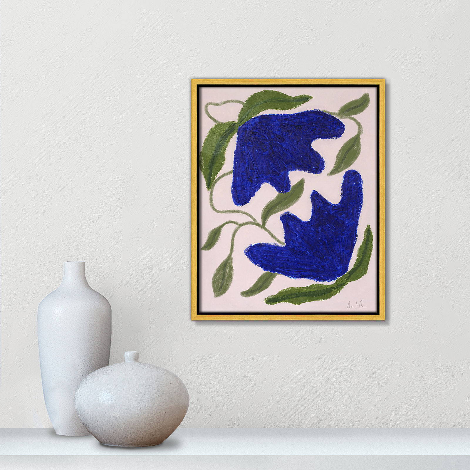 Colette "Blue Anemones No. 02" Print, 15.5" H x 12.5" W, Gold