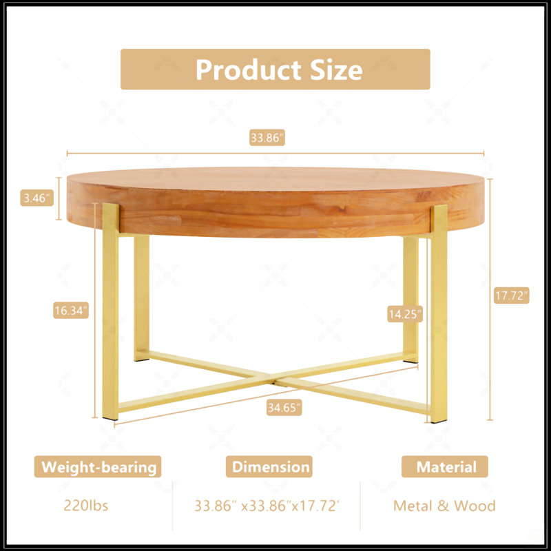 Table basse moderne moderne, Doré