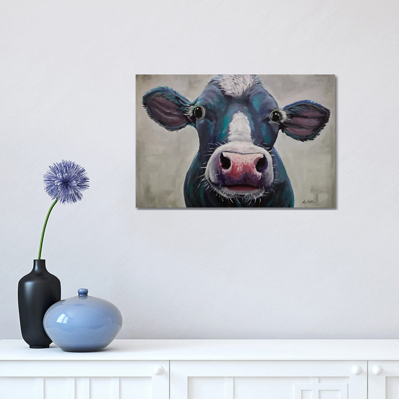 Vache-Clara belle par hippie Hound studios-impression, Pas de tapis, Toile tendue, H 12 po x l 18 po x 1,5 po