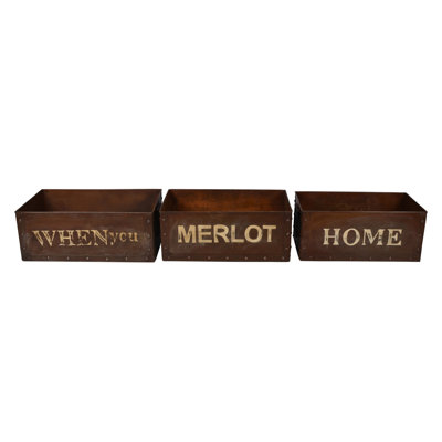 Merlot Rustic Iron Tray, Set of 3