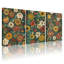 Plantes et fleurs, motif floral avec couleurs vives et feuilles, ensemble de 3 impressions sur toile-1120159118