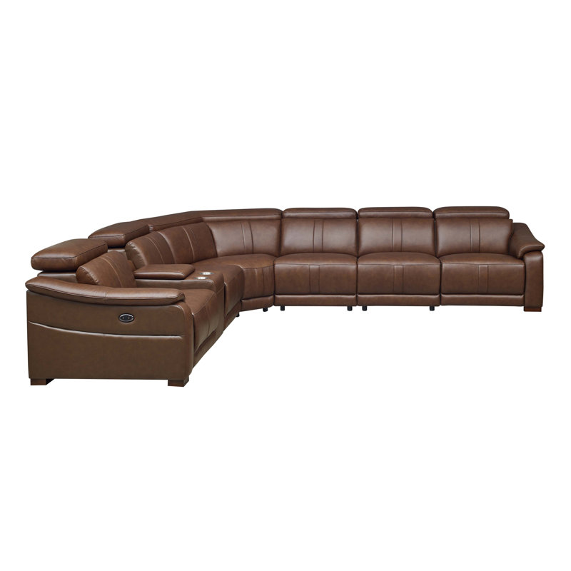 Barnemouth Leather Recliner Theater Set, Brown Leather Match, 31.5'' H X 126.5'' W X 112.5'' D