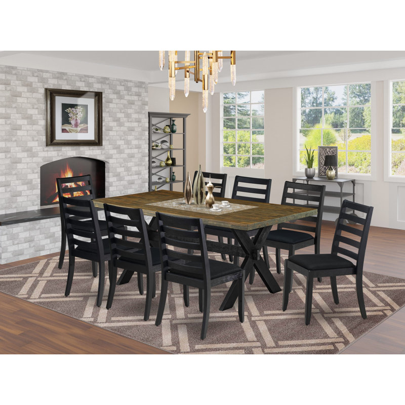 L'ensemble de table à manger 9 pièces se compose d'une table de petit-déjeuner avec plateau et de 8 chaises de cuisine empilables en polyester noir - (option)