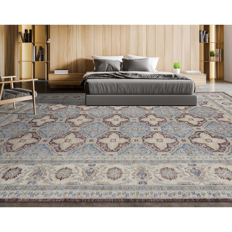 Ziegler Wool Oriental Area Rug in Brown/Beige/Blue