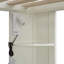 Lit blanc beige peu encombrant avec garde-robe en bois, bureau et design moderne