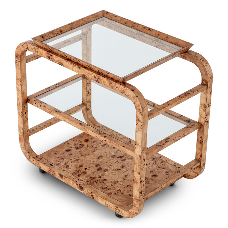 Trolley Mayfair Light Brown Mappa Burl Veneer, Light Brown