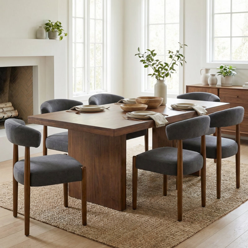 Modern Upholstered Velvet Side Dining Chair (Set Of 6), Dark Gray