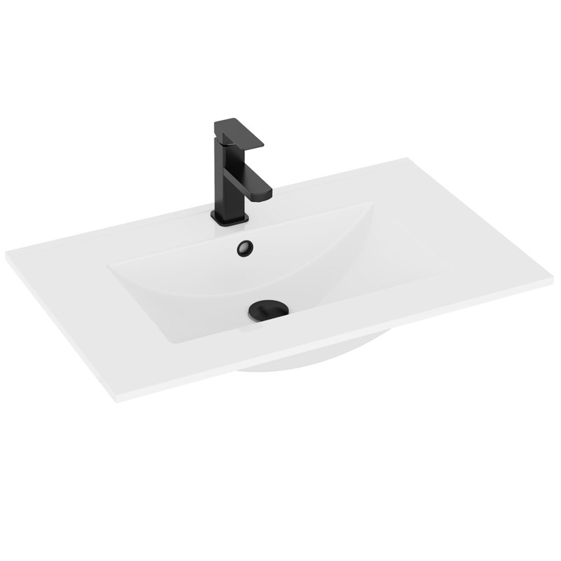 Comptoir de lavabo intégré 30 po, robinet en alliage de zinc, bonde escamotable en laiton massif