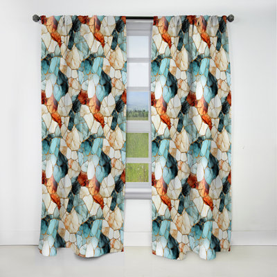 Multicolore motif mosaïque de marbre harmonieux - rideau occultant marbre marbre abstrait - 1 panneaux