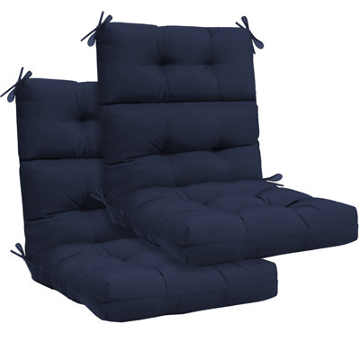 2Ps Waterproof High-Back Chair Cushion With Non-Slip Belt, Broken Foam And Cotton Filling, Suitable For Indoor/Outdoor Garden Furniture.
