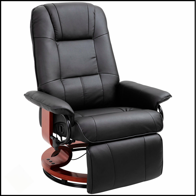 Faux Leather Manual Recliner, Adjustable Swivel Lounge Chair With Footrest, Armrest, And Wrapped Design For Ultimate Comfort