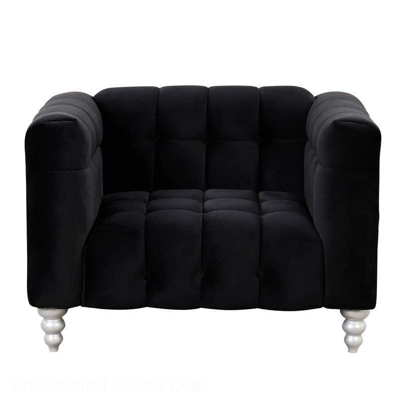 Aisyah Upholstered Armchair, Black Polyester