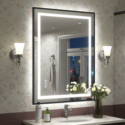 Aevar UL Certified Front & Back LED Anti-Fog Tempered Glass Framed Bathroom/Vanity Mirror with 3-Year Warranty