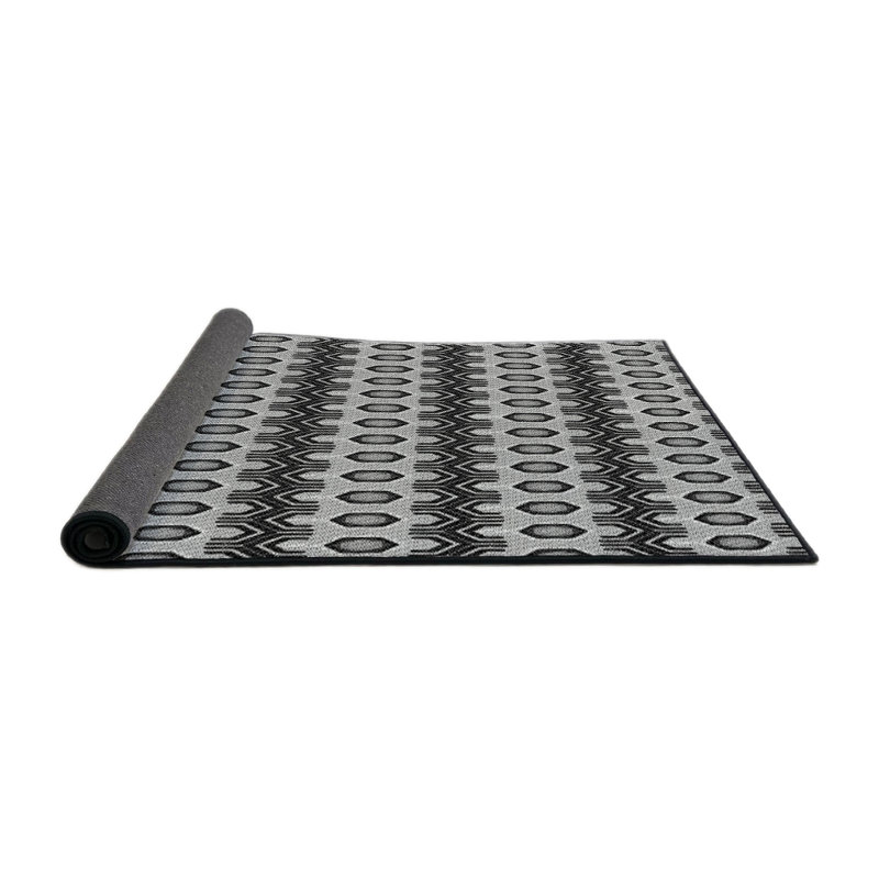 Tapis noir/gris tissé à la machine, Rond 5 pi