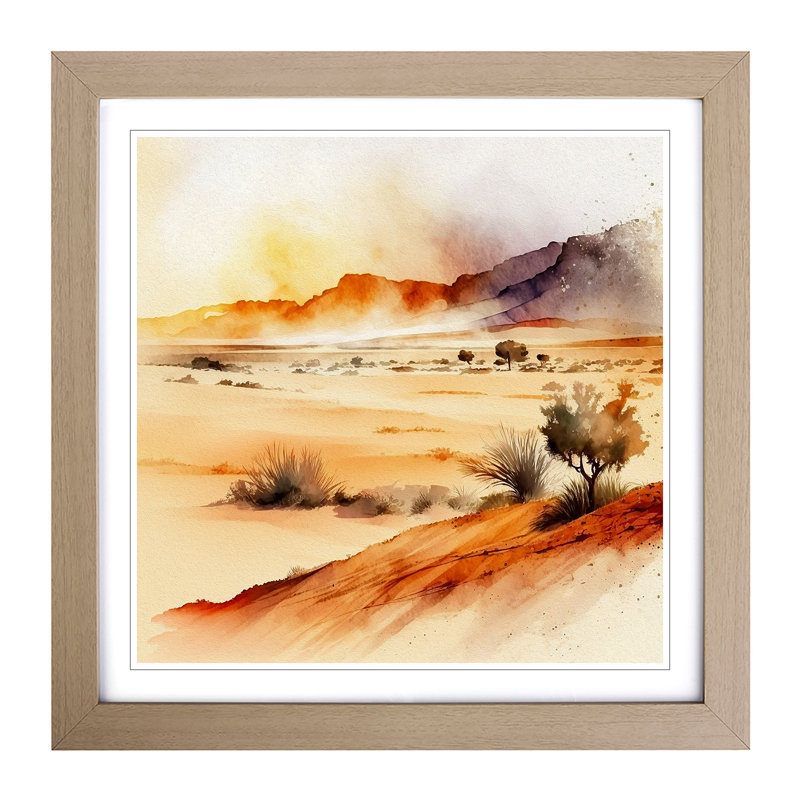 Desert Watercolour - Framed Print, Oak