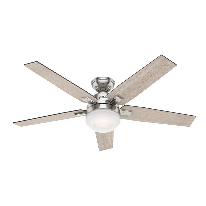 Ventilateur de plafond 52 "avec ensemble d'éclairage DEL et télécommande portative Apex II, Nickel brossé