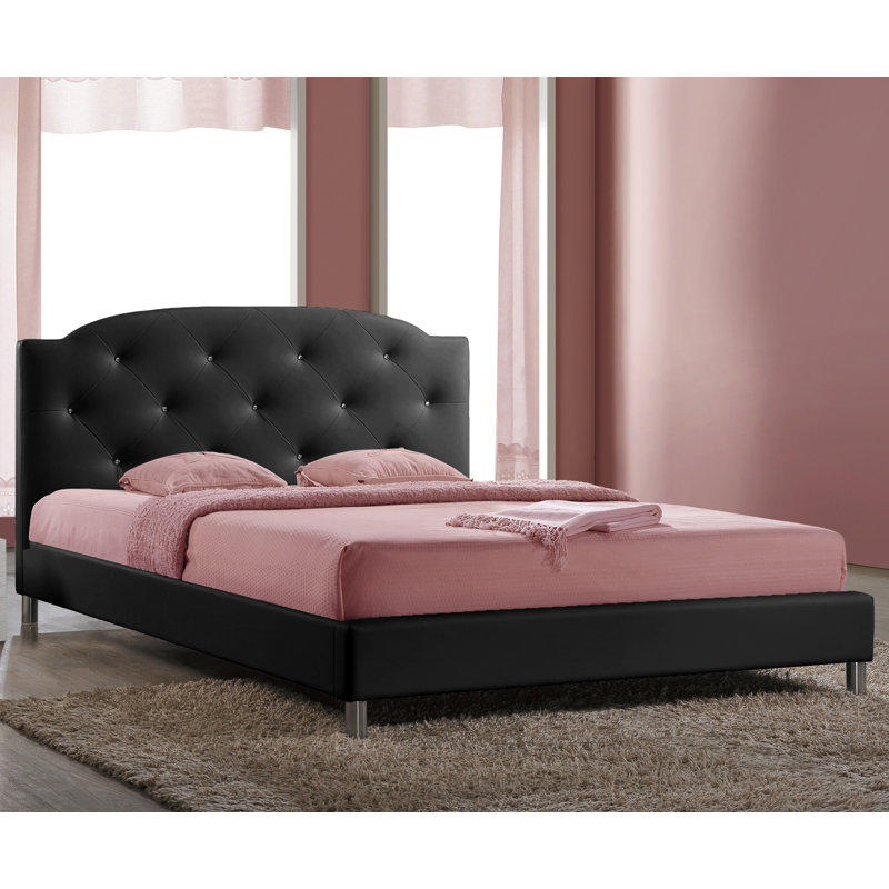 Metabel Vegan Leather Platform Bed, Full, Pink