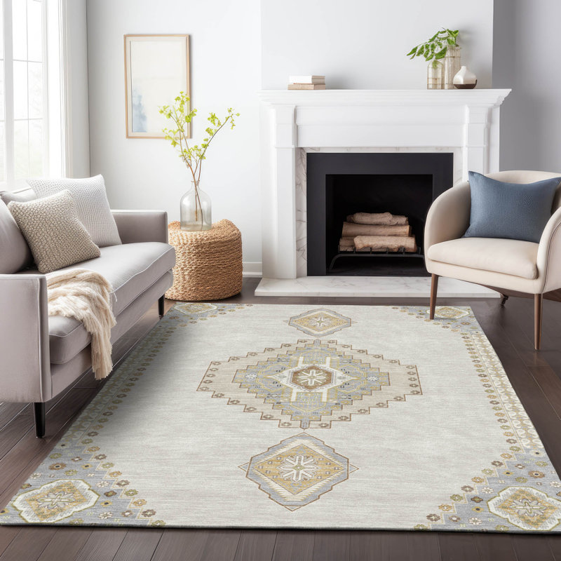 Tapis ivoire intérieur / extérieur Elira , 8 pi x 10 pi
