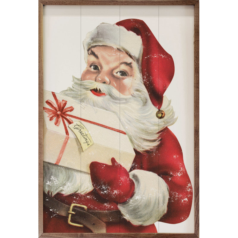 Père Noël avec livraison - blanc, H 16 po x l 10 po