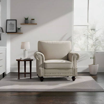 Chaise d'appoint classique en velours avec pieds tournés en bois massif et fauteuil rembourré