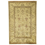 Hand Knotted Wool Area Rug in Light Blue And Camel
