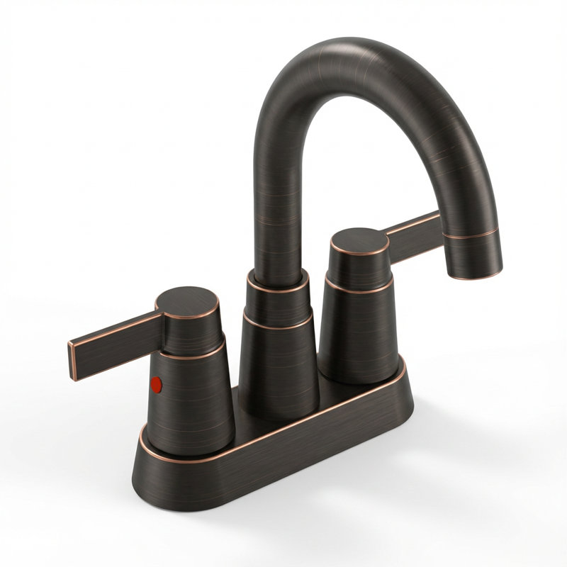 Robinet de lavabo de salle de bain 4 "à 2 poignées avec bec pivotant 360 ° Modern, Bronze frotté à l'huile