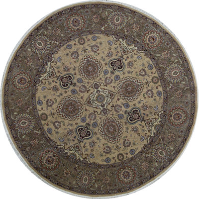 Tapis doré et crème de haute qualité noué à la main