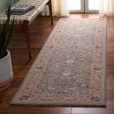 Tapis taupe / ivoire en laine crocheté à la main Hollander