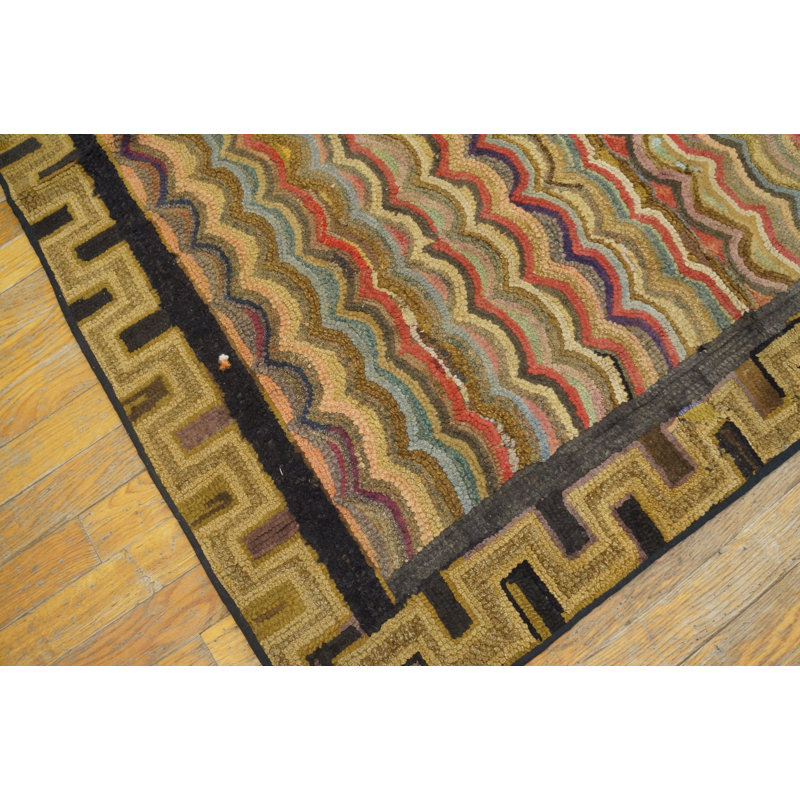 Tapis crocheté antique en laine multicolore