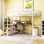 Lit mezzanine en métal blanc avec bureau et rangement latéral - Meuble de bureau latéral fonctionnel et contemporain essentiel