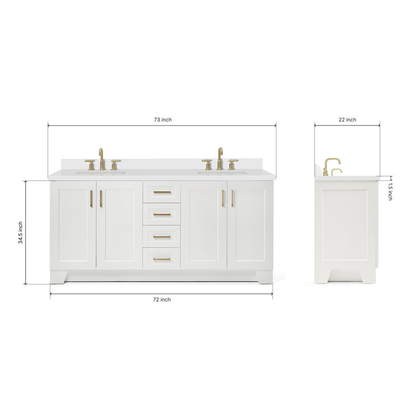 73 IN.  Single Bathroom Vanity, Midnight Blue,  White Quartz, Rectangular