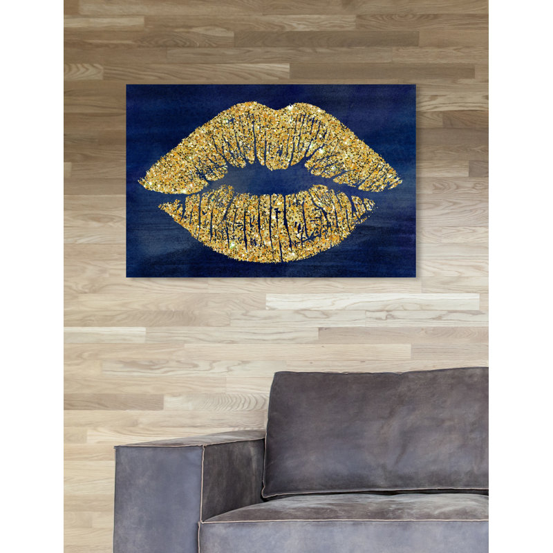«Fashion and Glam Solid Kiss» - Impression sur toile, H 10 po x l 15 po, Toile tendue