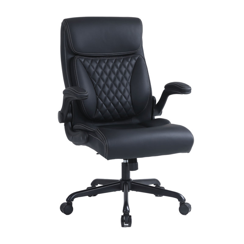 Kustaa Faux Leather Ergonomic Design Office Task Chair Desk Executive Chair with Flip-up Armrest, Black