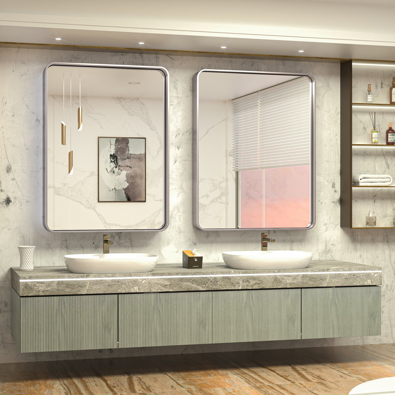 Miroir mural Brayner, 30 po x 36 po, Argent
