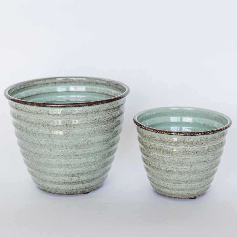 Set Of 2 Green Avondale Planters, Green