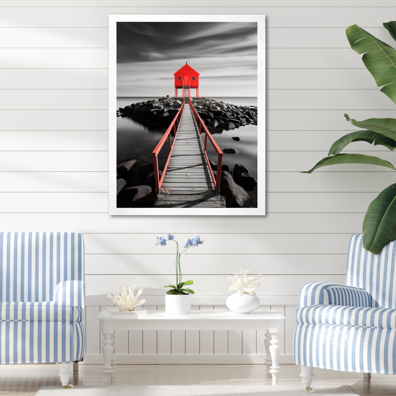 Valo Coastal Pier Reflections I, H 32 po x l 16 po x P 1 po, Cadre photo blanc