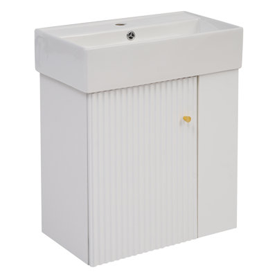 Bathroom Vanity 21.6Inch Ceramic Basin - Right Side Storage, Modern, Appealing Bath 21.6" With Modern Cabinet